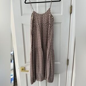 Abercrombie & Fitch Brown and White checkered trapeze tiered dress